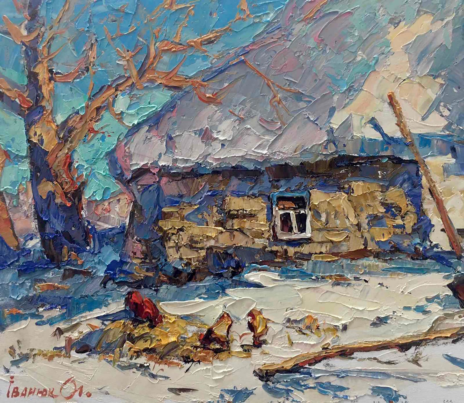 Oil painting In the courtyard Kalenyuk Alex "№Kalen 317 In the courtyard is an oil painting that