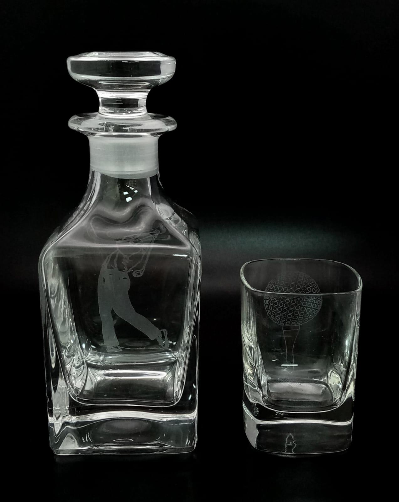 A Golfing Themed Small Whiskey Decanter and Shot Glass. Comes in a fitted box - the perfect - Image 7 of 11