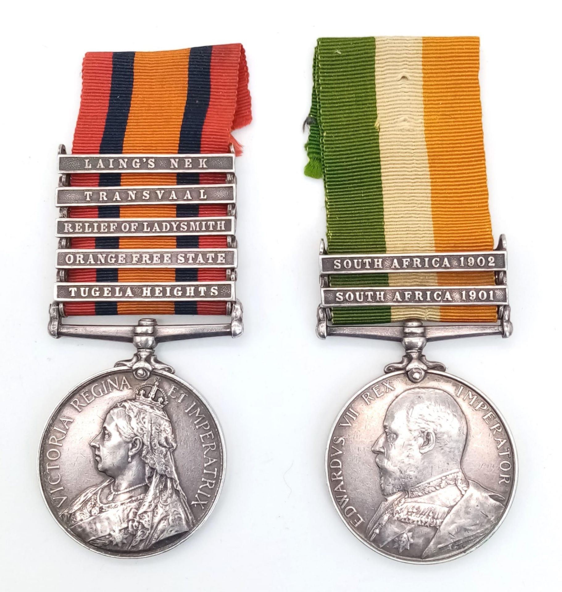 A pair of medals to the East Surrey Regiment for the South African War, consisting of Queen’s
