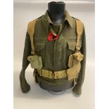 WW2 1941 dated British royal artillery officers tunic with webbing set including holster, water