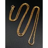 An 18K Yellow Gold Miniature Bar-Link Necklace. 60cm. 10.32g