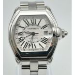 A Cartier Roadster Automatic Gents Watch. Stainless steel strap and case - 40mm. Two tone silver