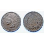 A Rare 1869 USA One Cent Indian Head Coin. Please see photos for conditions.