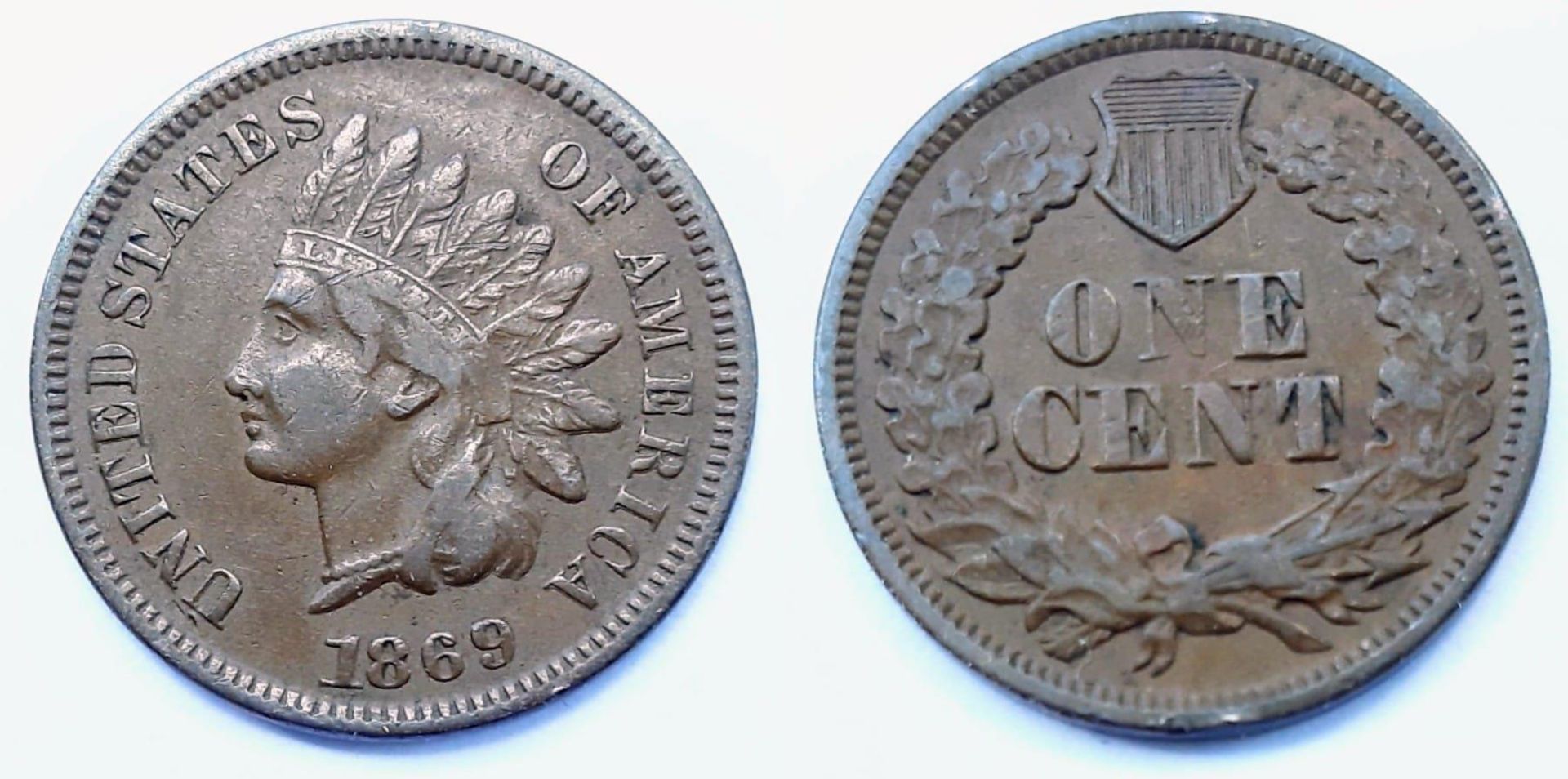 A Rare 1869 USA One Cent Indian Head Coin. Please see photos for conditions.