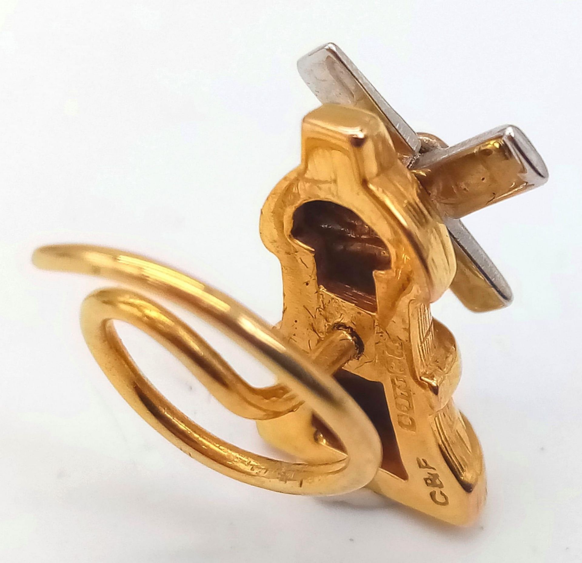 A 9 k yellow gold wind mill clip with revolving wings. Height: 14 mm, weight: 1.8 g. - Bild 4 aus 7