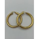 Pair of 9 carat yellow GOLD CHUNKY HOOP EARRINGS. Full UK hallmark. 5.78 grams. 4 cm Diameter.