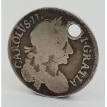 A 1679 Dated Maundy Charles II Silver Four Penny Coin Drilled as Pendant.