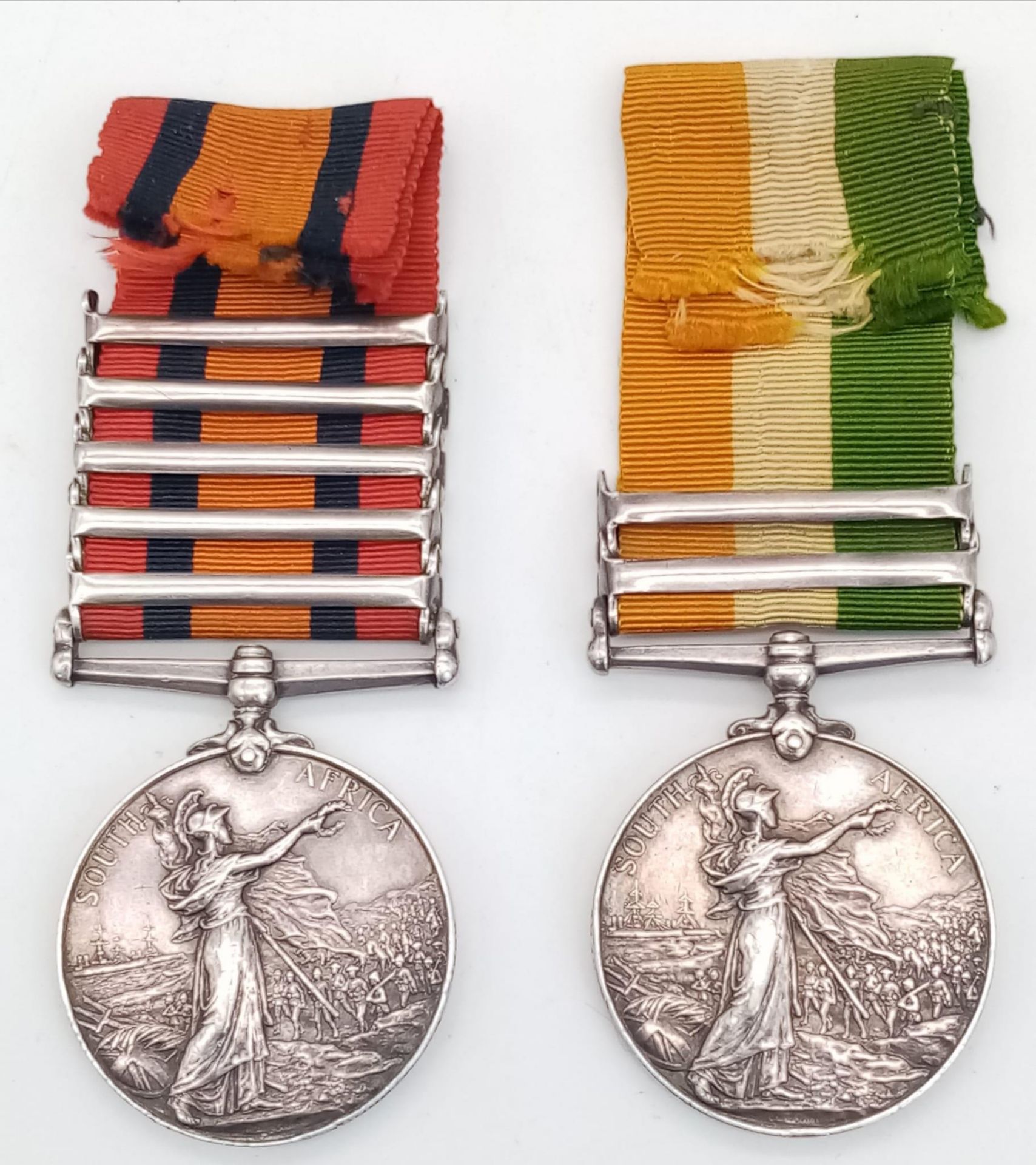A pair of medals to the East Surrey Regiment for the South African War, consisting of Queen’s - Image 2 of 15