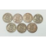 A Full Set of 7 WW2 1939-1945 Inclusive Silver Sixpences, all Fine to Very Fine Condition (Sheldon