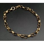 A Vintage 9K Yellow Gold Circle Link Bracelet. 18cm. 3.71g.
