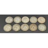 A Parcel of 10 1920 Silver Shillings Various Grades Mostly Good to Fine Condition. 54.23 Grams.