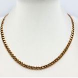 A Vintage 9K Yellow Gold Flat Curb Link Chain. 45cm. 21.93g