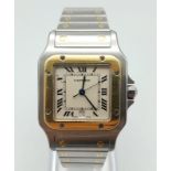 A "CARTIER" BI-METAL QUARTZ MID SIZE UNISEX WRIST WATCH . 30mm