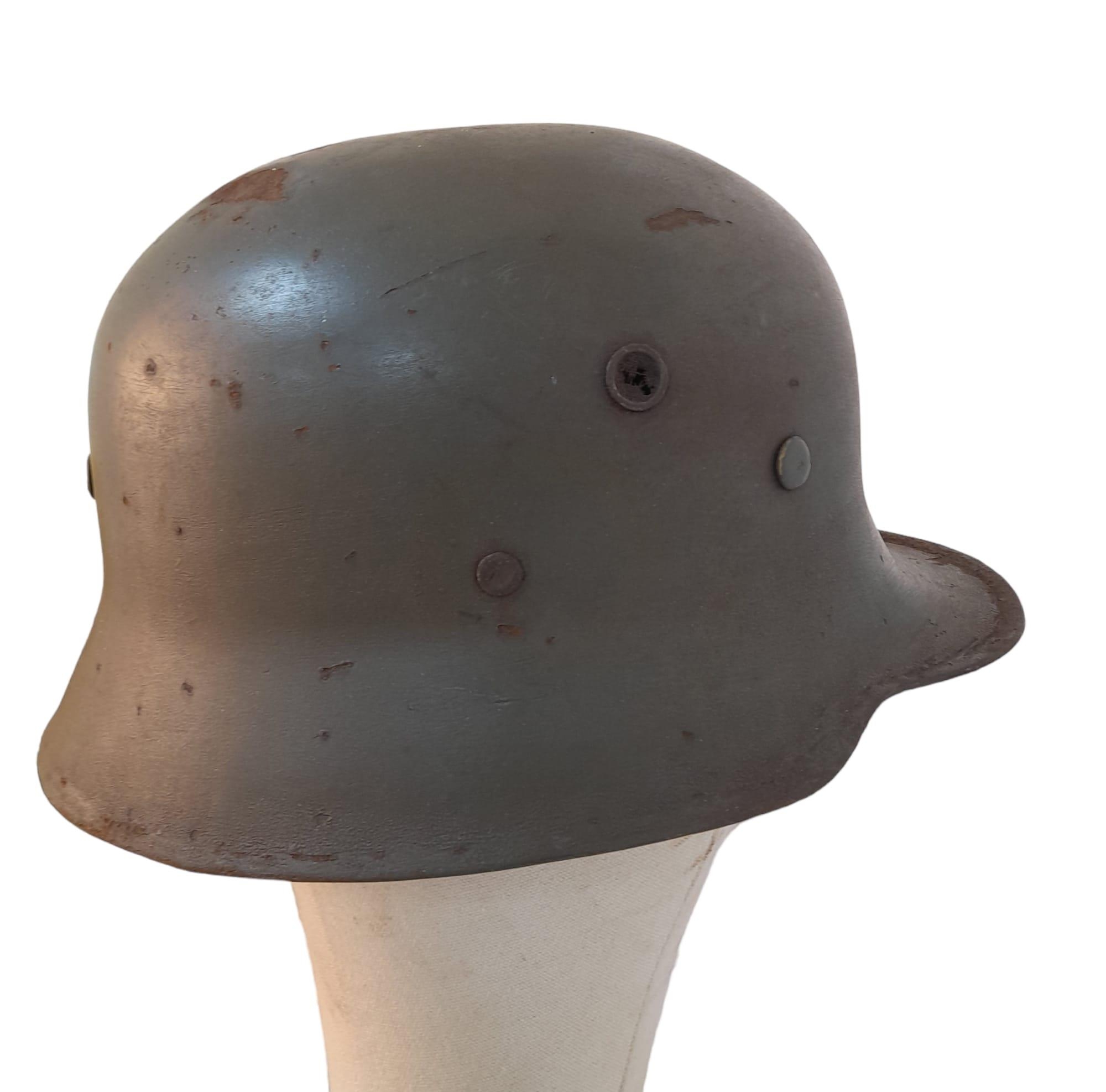 WW2 German Allgemeine SS Officers M18 Pattern Parade Stahlhelm Helmet. Dark green paintwork with - Image 2 of 5