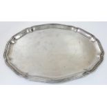 A Vintage 800 Silver Large Oval Salver. 1.3k. 48cm x 38cm.