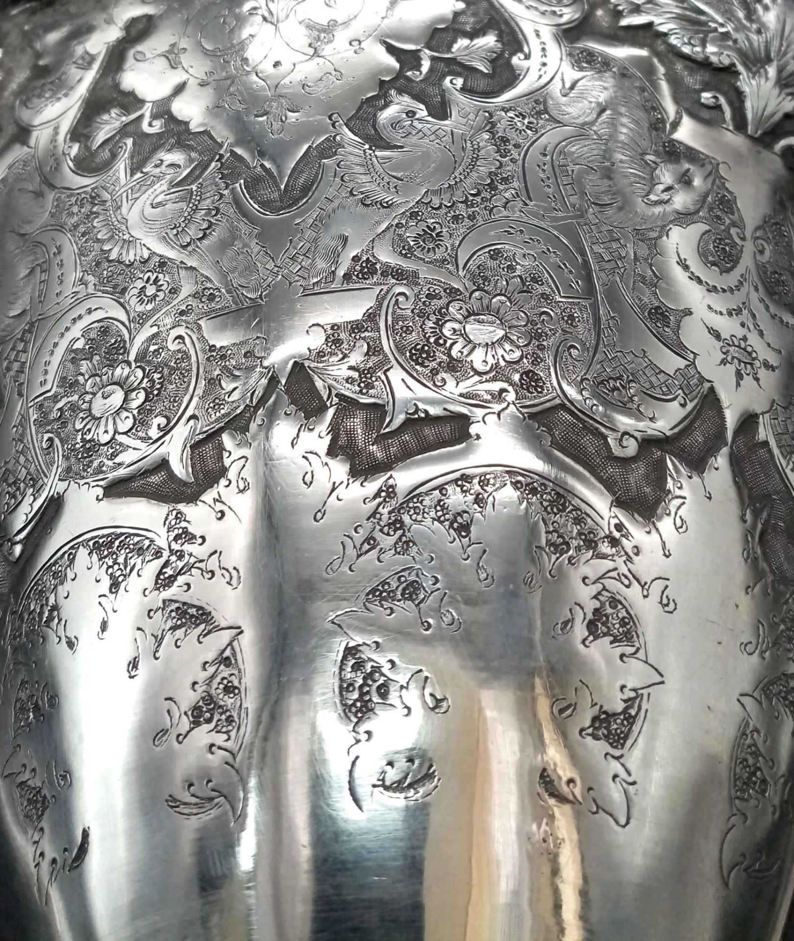 A mid-20th century Iranian (Persian) silver vase, Isfahan circa 1950 by Abbas. Of rounded tapering - Image 7 of 11