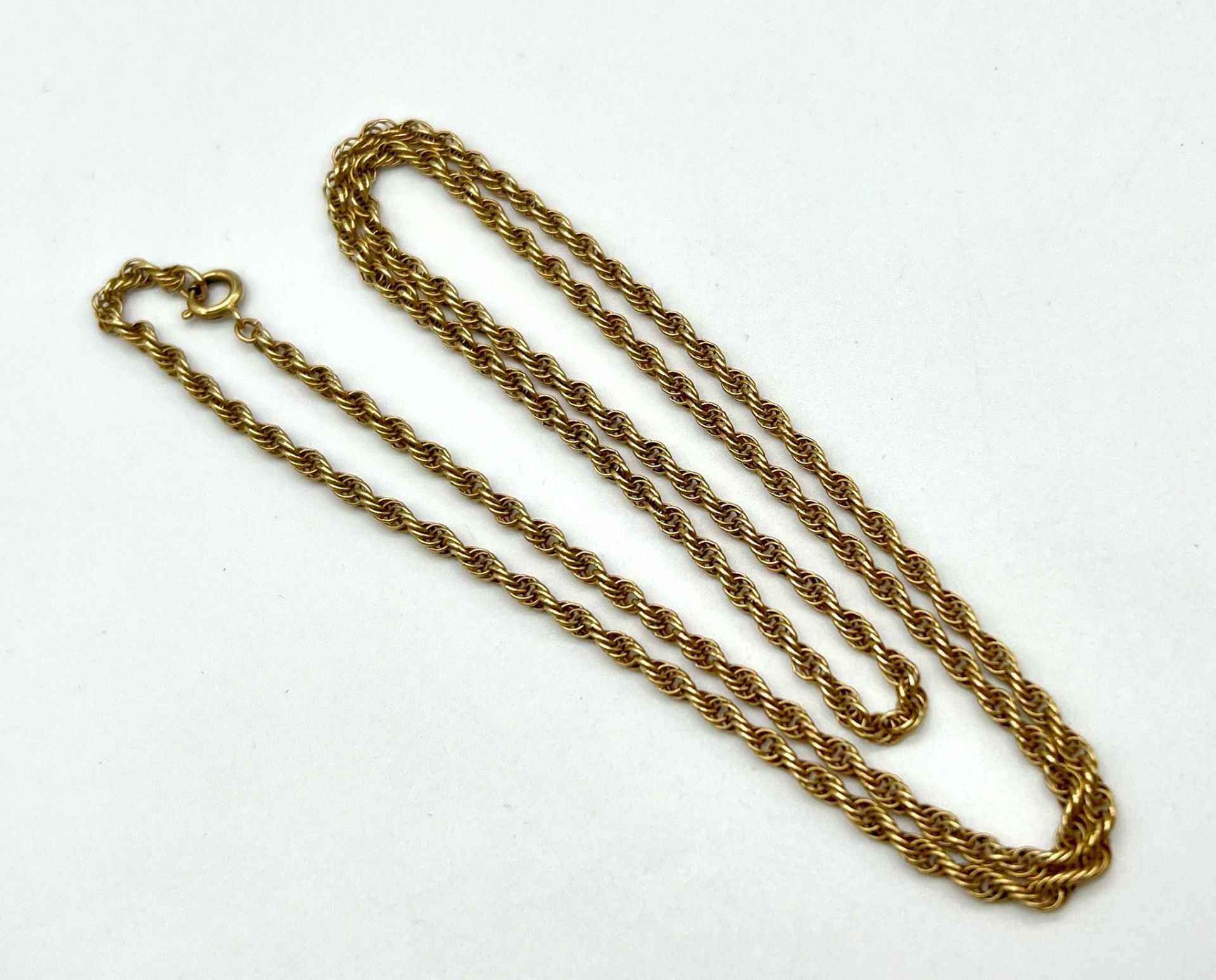 A Vintage 9K Yellow Gold Rope Necklace. 62cm. 8.97g - Image 3 of 3