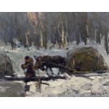 Oil painting Road to the forest Kalenyuk Alex "№Kalen 324 If you love the winter scenery, ""Road
