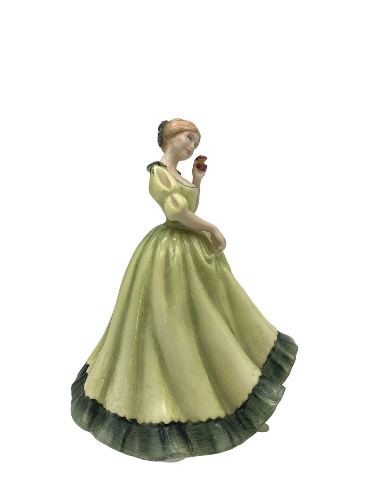 A Royal Doulton 1979 Paula Figurine. This is the Limited Edition Lady in Green Dress Holding the Red - Bild 4 aus 6