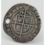 A 1575 Elizabeth I Silver Three Penny Coin Drilled as Pendant.