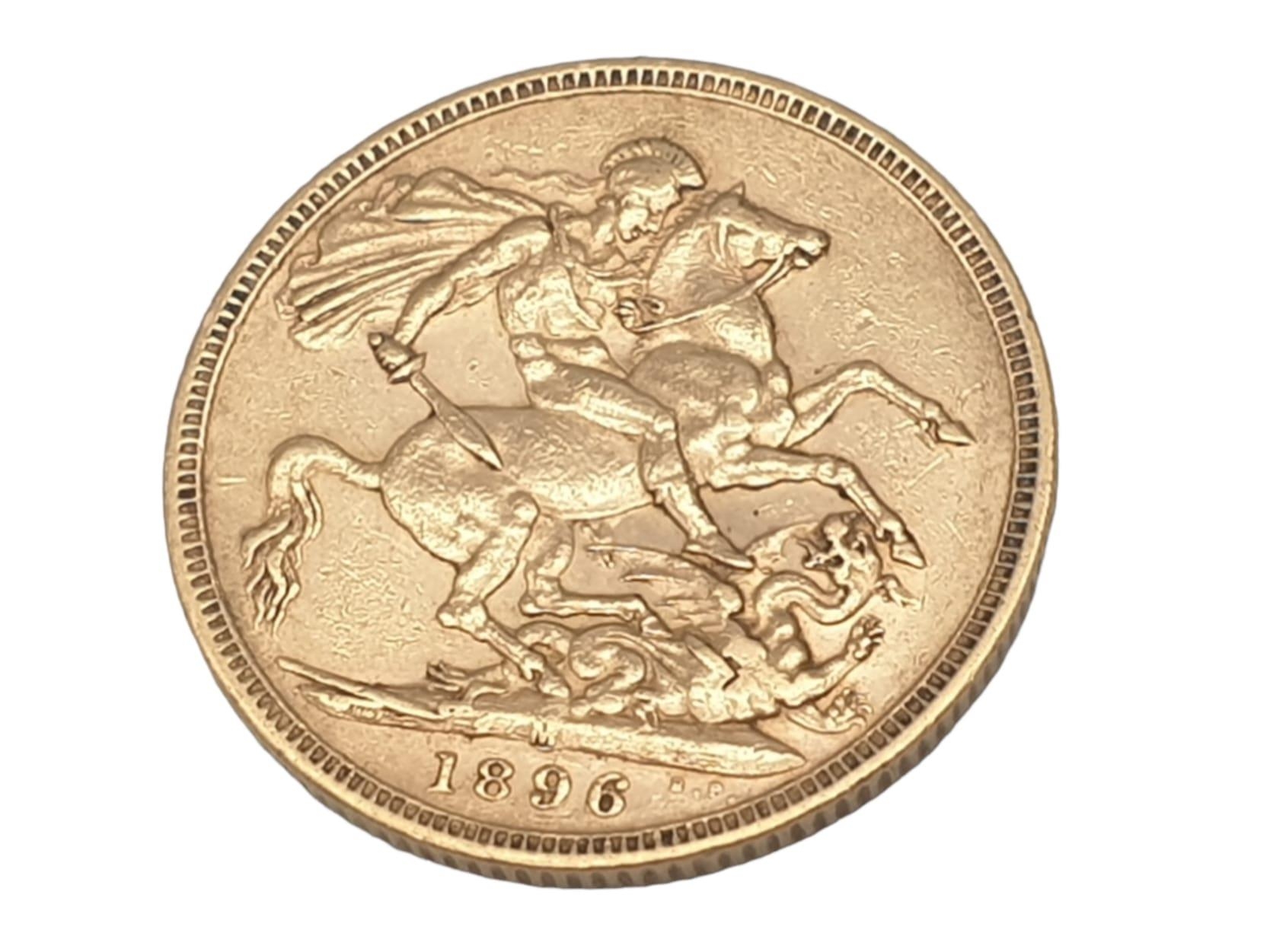 An 1896 Queen Victoria 22K Gold Full Sovereign Coin. Very Fine Condition but please see photos.