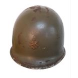 WW2 US Army Major Officers M1 Steel Combat Helmet. Swivel bale example with front split seam and a
