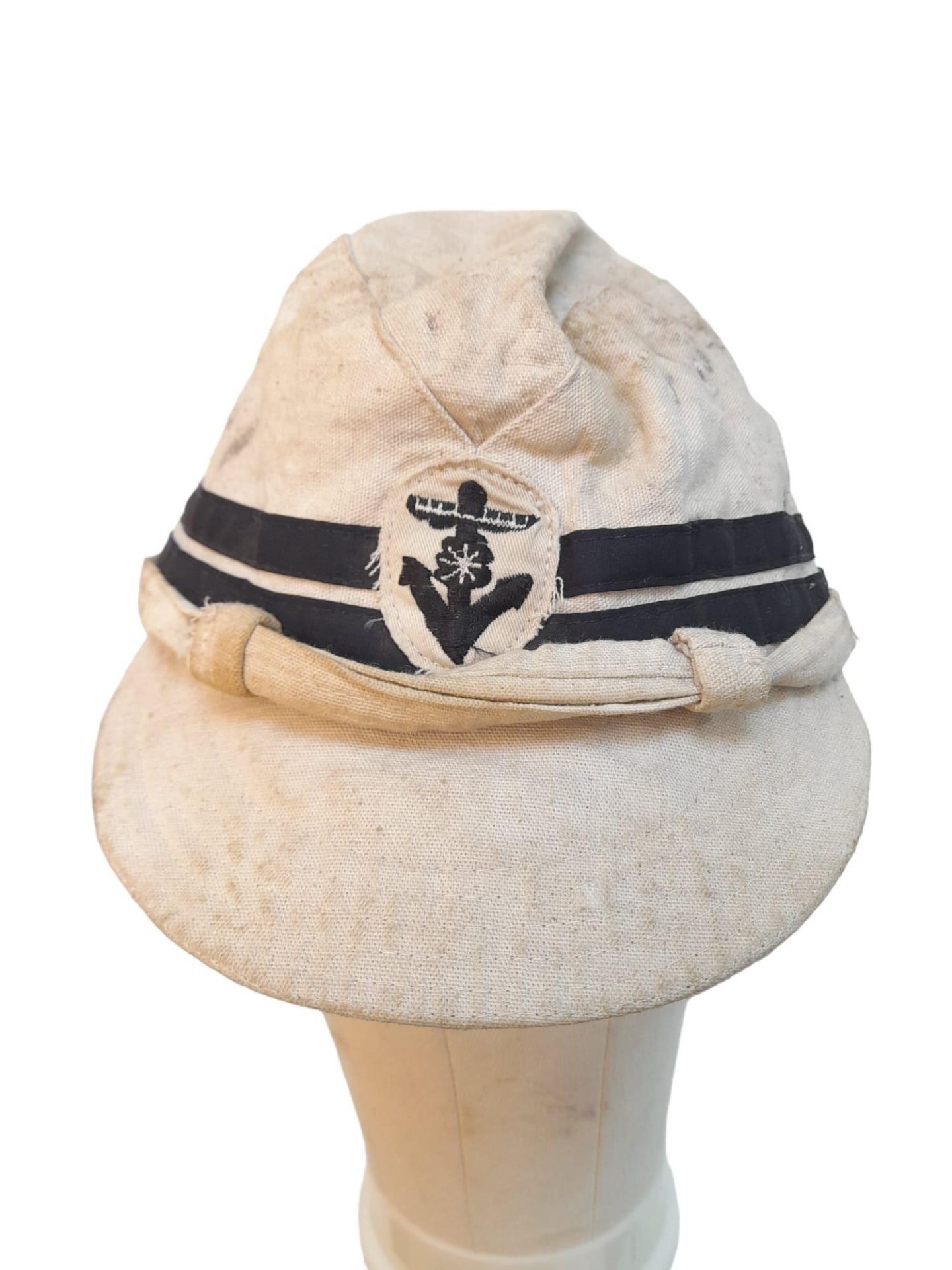 WW2 Japanese Naval Officers Tropical Field Cap. Nice markings inside.