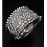 18K WHITE GOLD DIAMOND SET BAND RING. 0.75CT DIAMOND. TOTAL WEIGHT 10.1G. SIZE M