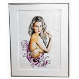 A stunning framed airbrush portrait of a beautiful lady by the world renowned, award winning