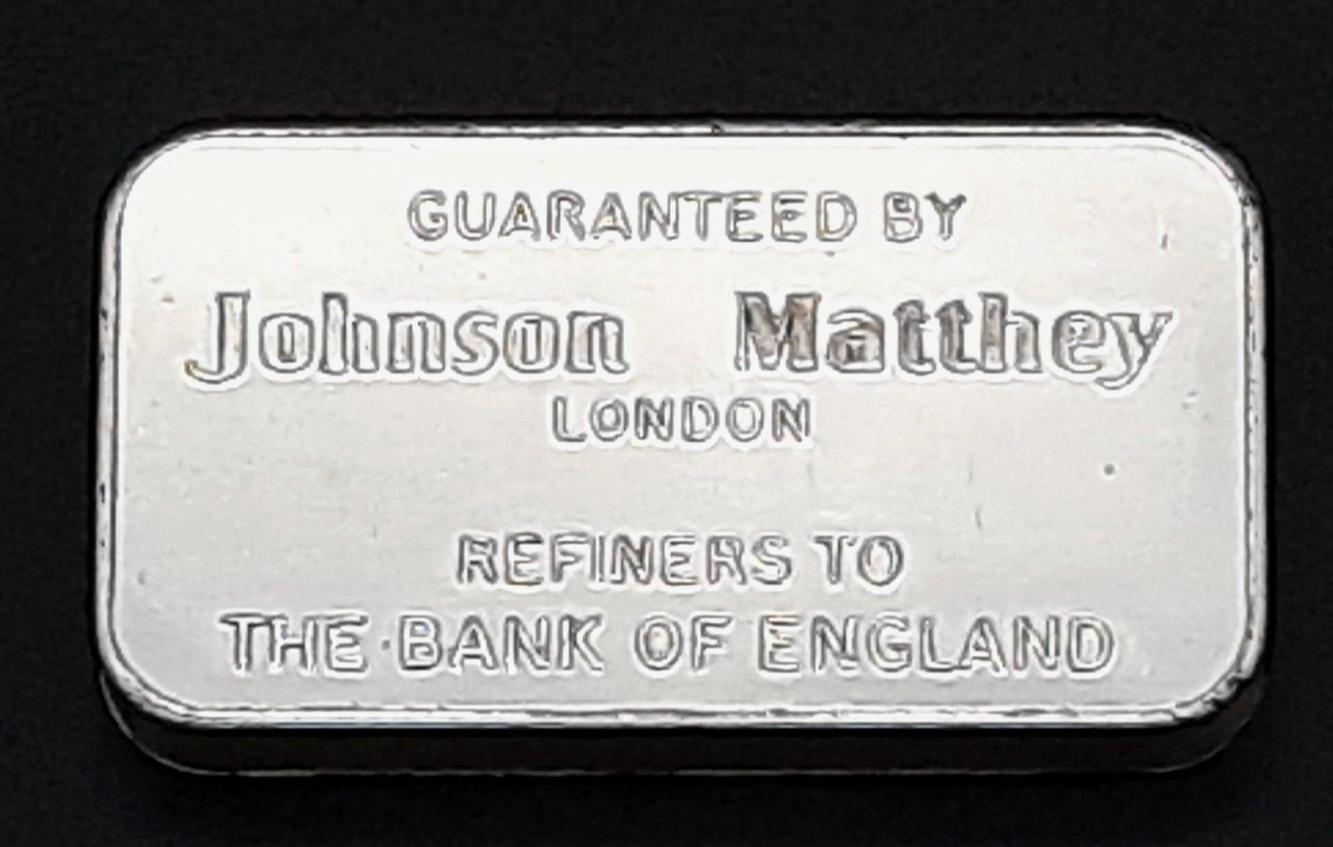 A Johnson Matthey of London Fine Silver (.999 purity) Bar. 100g in weight. - Image 2 of 3