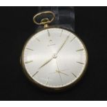 A Beautifully Constructed Vintage 9K Yellow Gold Omega Pocket Watch. 47mm gold case. Silver-tone