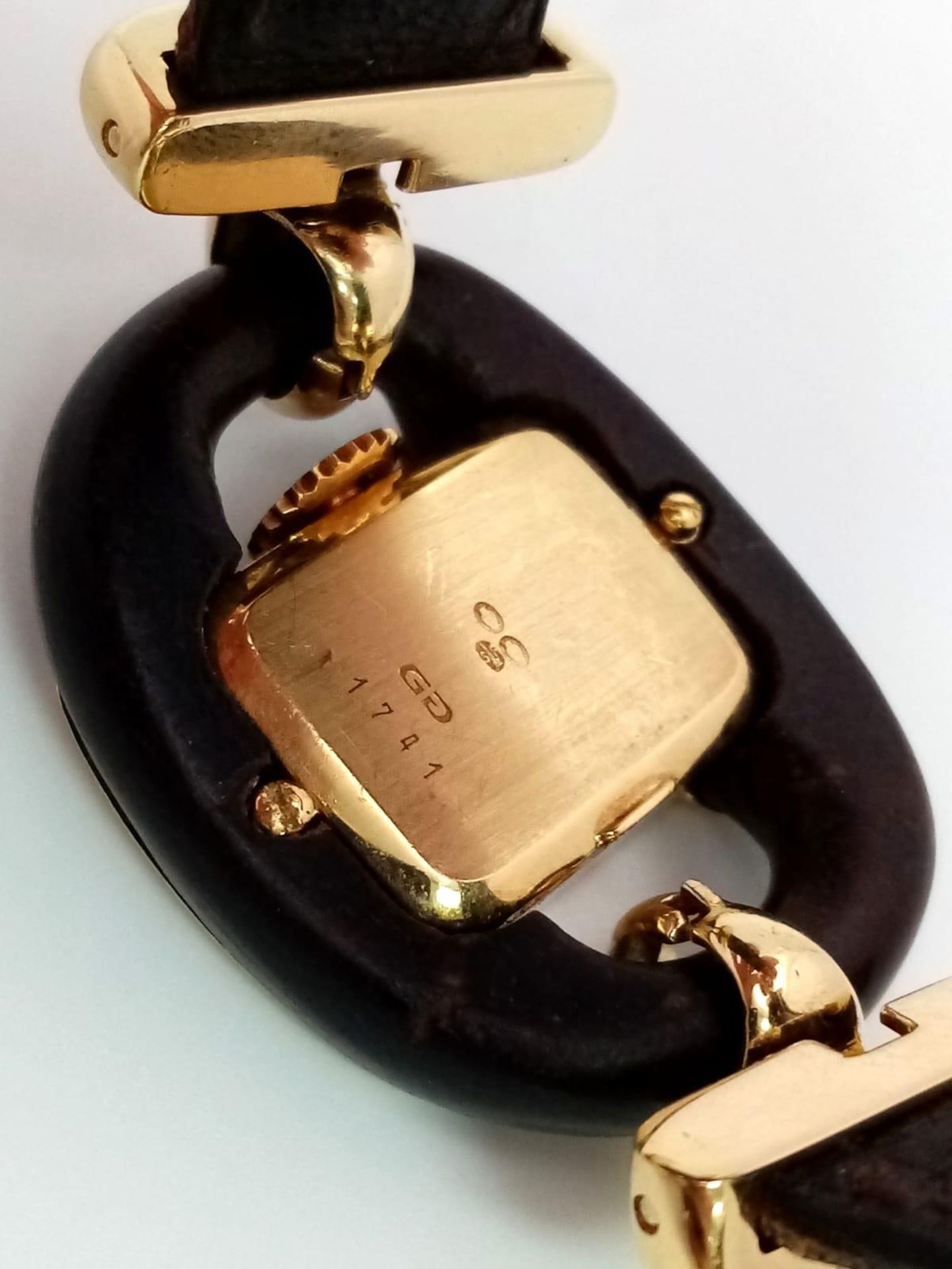 A very rare Fred of Paris 18K Gold Ladies Watch. Black leather and gilded metal bracelet. 18k gold - Image 7 of 13