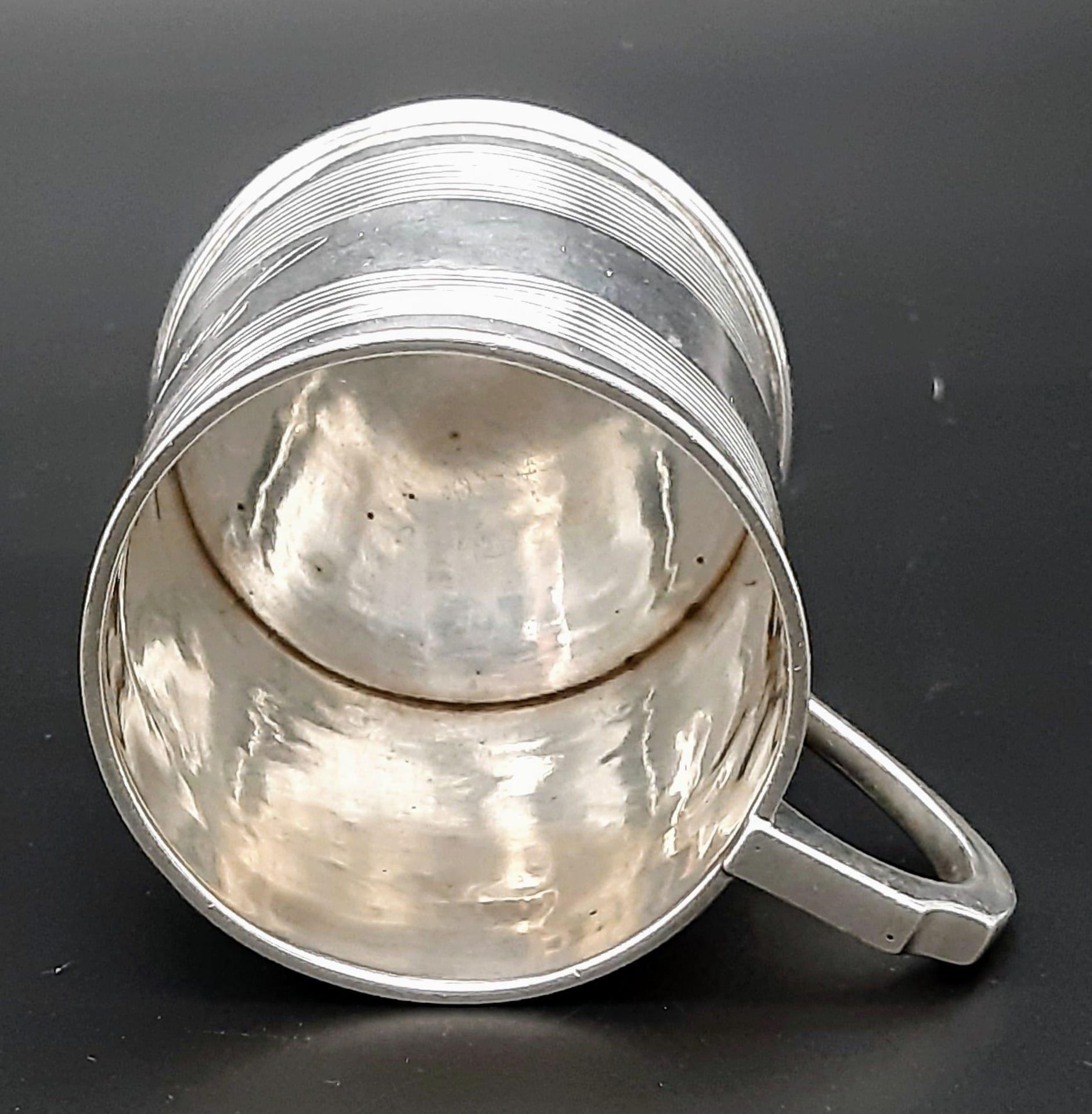 A Small Antique 925 Silver Tankard Dedicated to Jane with Six 925 Silver Teaspoons. Tankard - London - Image 5 of 10