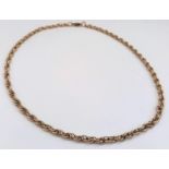 A Classic 9K Yellow Gold Rope Necklace. 44cm. 17.77g