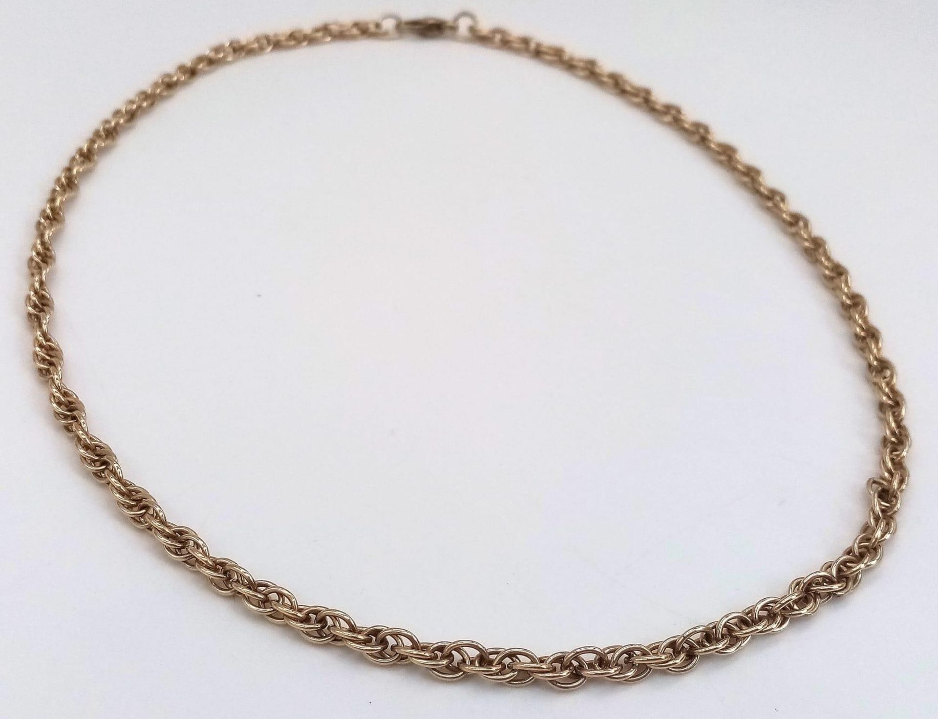 A Classic 9K Yellow Gold Rope Necklace. 44cm. 17.77g