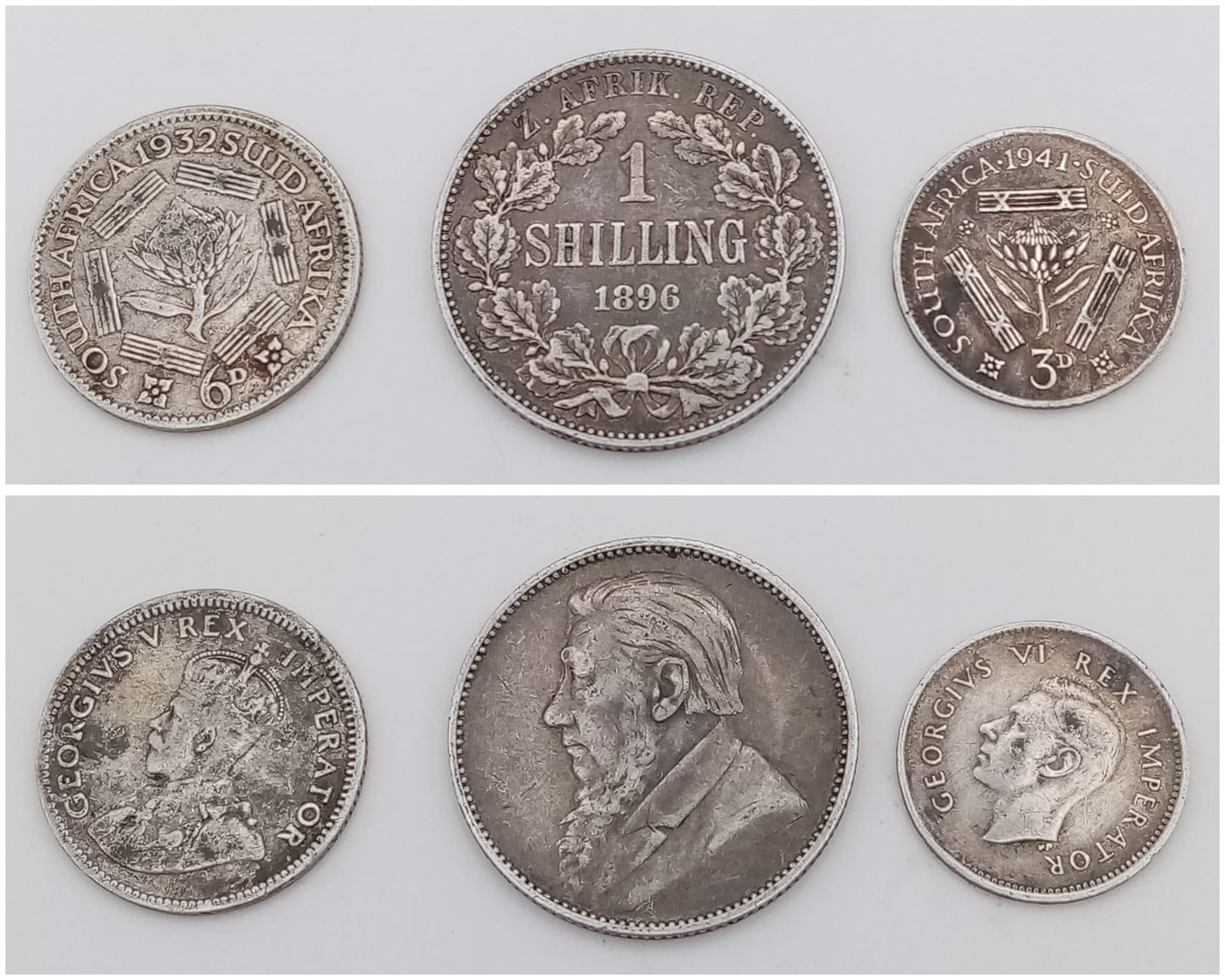 A Parcel of 3 Antique & Vintage South African Silver Coins Comprising; 1) A 925 Silver 1896 1