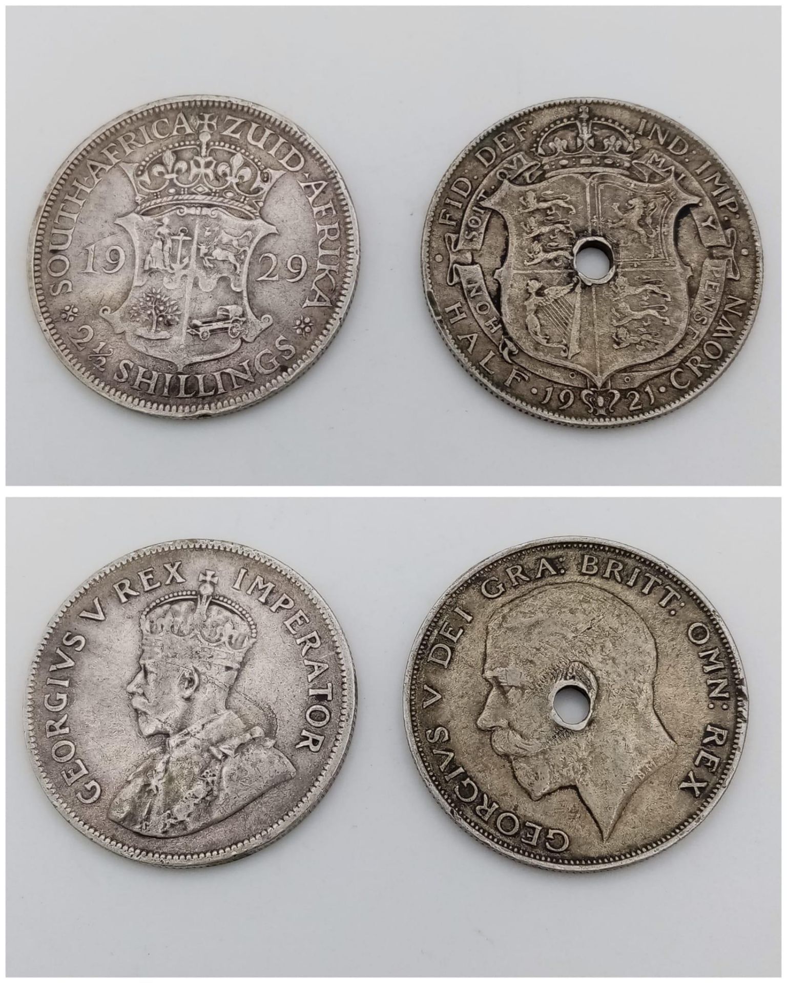 A Parcel of Two Vintage Silver Coins Comprising; 1) A 925 Silver 1929 South African 2 1/2 Shilling - Image 2 of 3