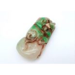 An Antique Chinese Green and White Jade Piece _ Interesting Animal Decoration. 5.5cm