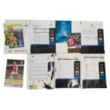 Six Very Collectible Arsenal Champions League match media press packs, four including programmes,