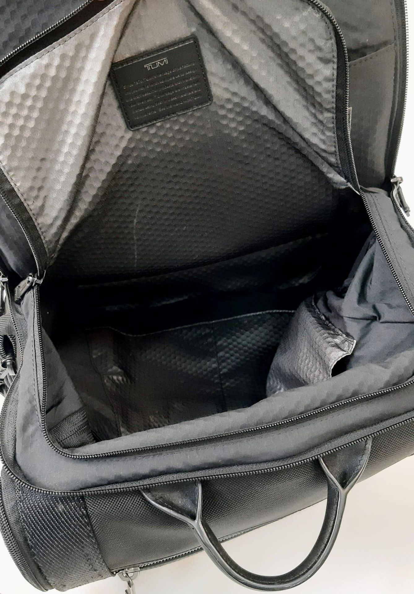 A TUMI Lark Black Backpack, 23L Capacity, Pockets for 16" Laptop, Tablet, Phone and Water Bottle. - Image 6 of 6