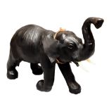 A lovely handmade leather Elephant. 26cm tall x 38cm long.