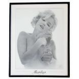 A late 1990's print of the Romeo Lopez picture of the iconic Marilyn Monroe. In original 53x43cm