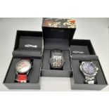 Three Different Style Ed Hardy Skull Quartz Watches. As new, in boxes. All in need of a battery so