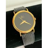 Gentlemans Vintage French 1970’s JEAN LARIVE WRISTWATCH Finished in black and gold tone, having a