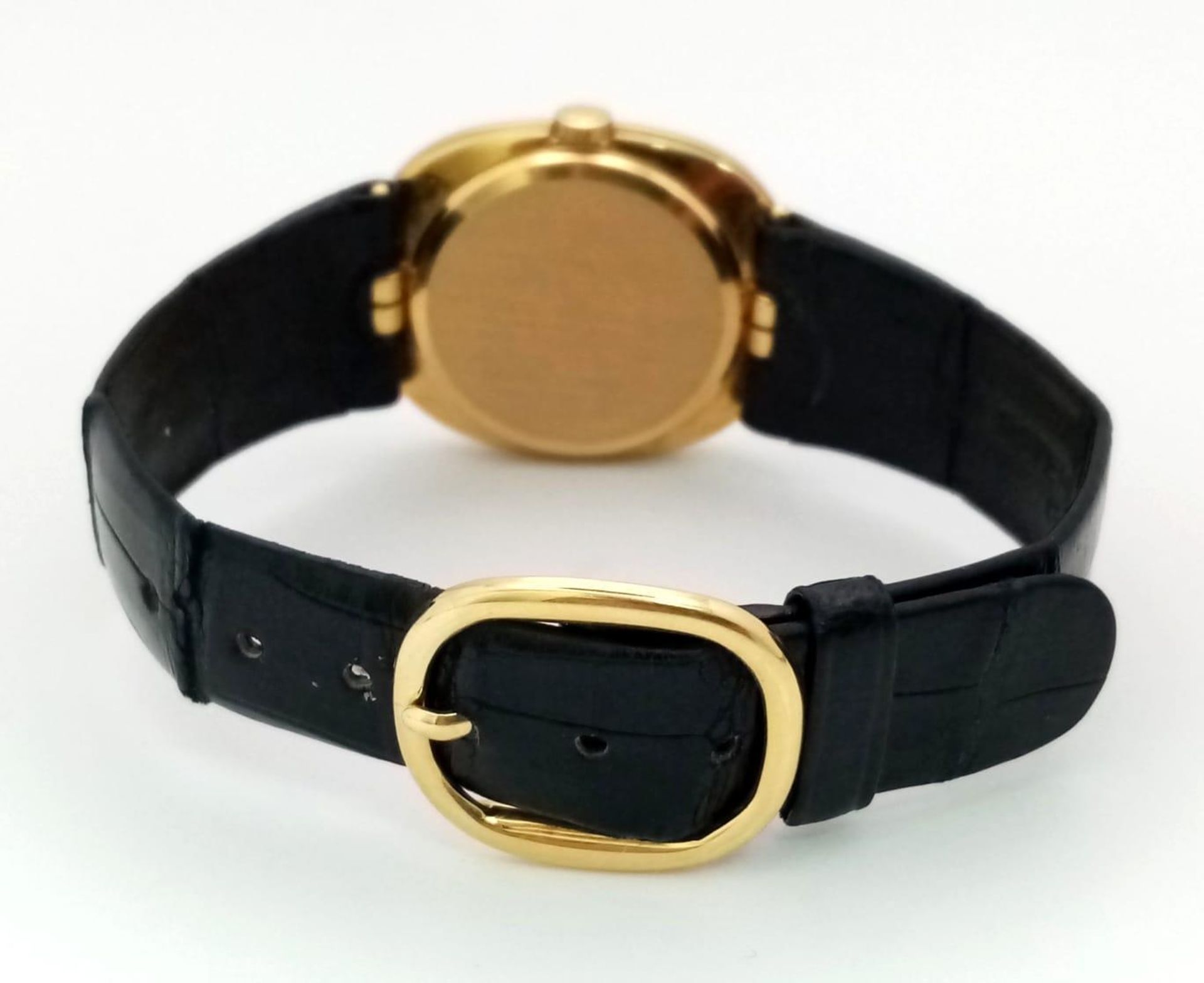 A Vintage Patek Phillipe 18K Gold Gents Watch. Original black leather strap with 18k gold buckle. - Image 5 of 8