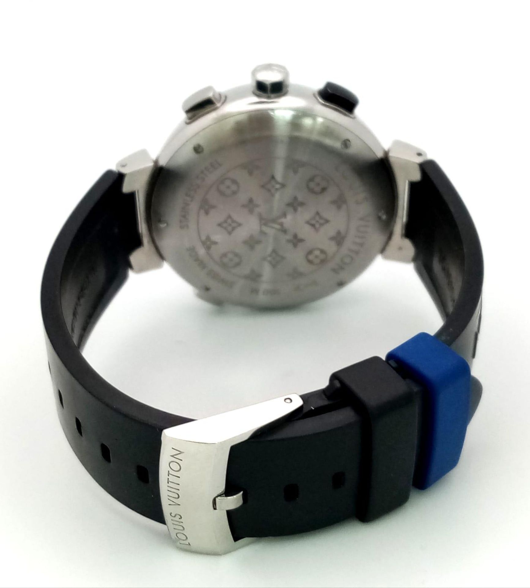 A Louis Vuitton Tambour Regatta Navy Men's Quartz Chronograph Watch. Black LV rubber strap. - Image 10 of 17