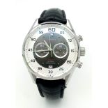 A TAG-HEUEUR "CARRERA - CALIBRE 36" AUTOMATIC CHRONOGRAPH WITH SKELETON BACK IN UNUSED AS NEW