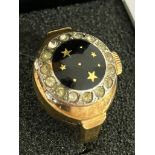 Ladies Beautiful Vintage GOLD PLATED (10 Microns) RITMA RING WATCH. Swiss made having jewelled bezel