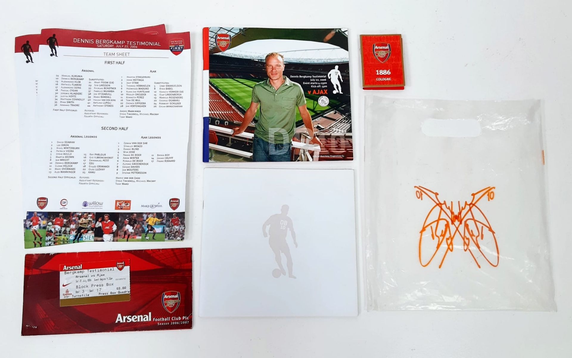 Gunners' hero Dennis Bergkamp's testimonial match package from July 22, 2006 - the first played at