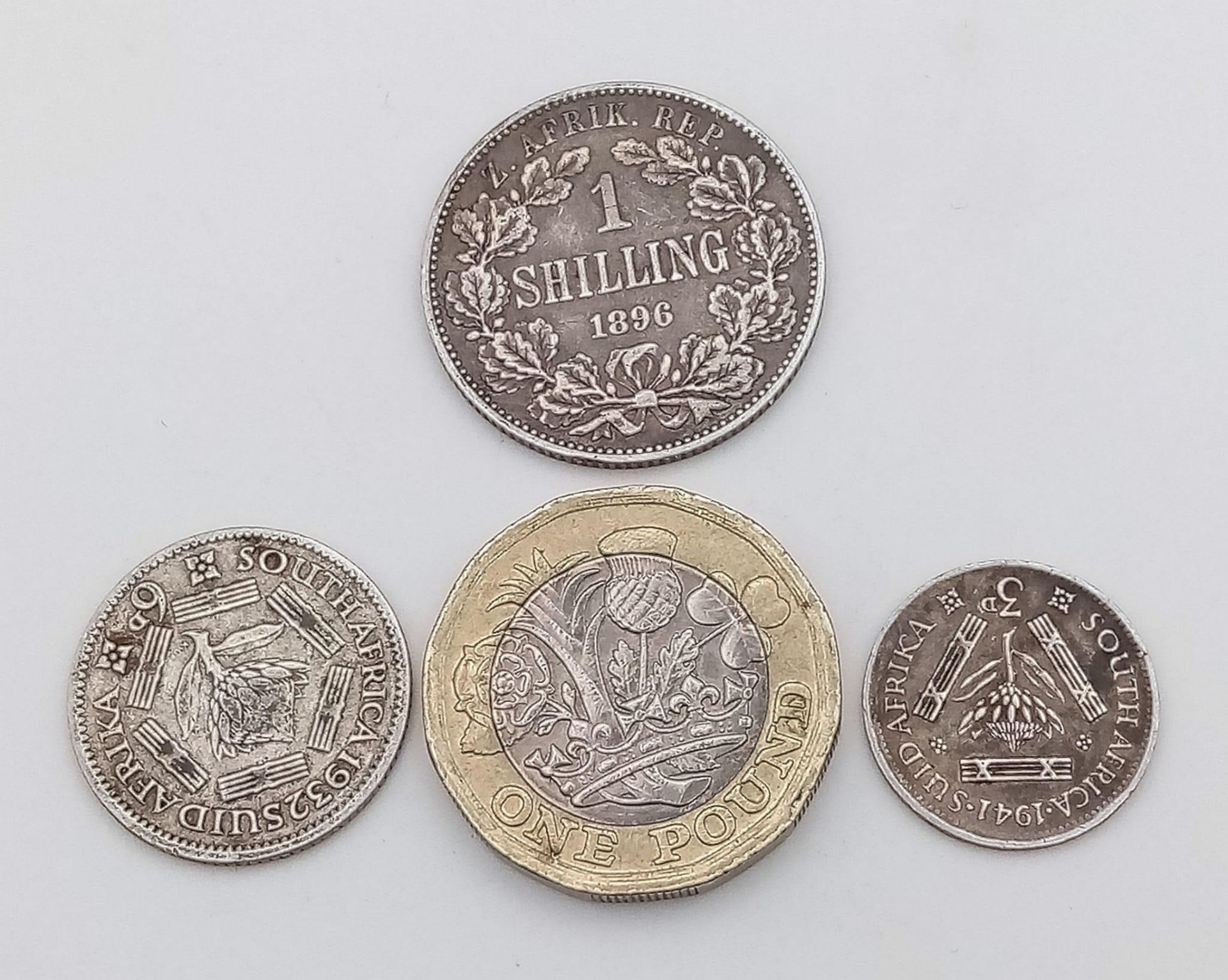 A Parcel of 3 Antique & Vintage South African Silver Coins Comprising; 1) A 925 Silver 1896 1 - Image 2 of 3